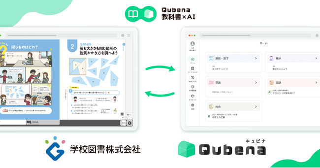 学習eポータル＋AI型教材「キュビナ」、学校図書のデジタル教科書とのアプリケーション間相互連携機能を実装、東京都町田市の小学校にて実証を開始