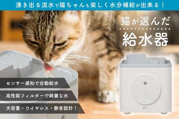 保護猫たちが自ら選んだ！？「猫が選んだ、猫が喜ぶ、猫のための給水器」支援金の一部は保護猫活動に役立てられる、クラウドファンディング開始！
