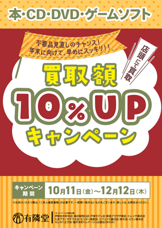 本やゲームを売るなら今!有隣堂で年末前の買取金額10%UPキャンペーン!