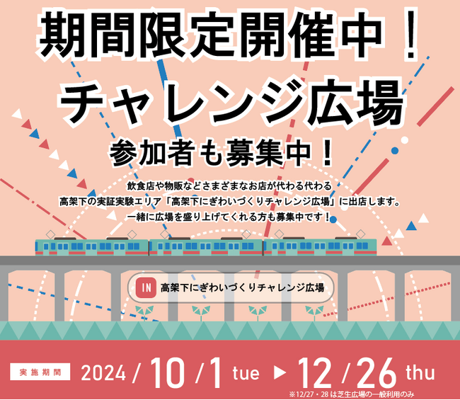 西鉄下大利駅から徒歩5分!「高架下にぎわいづくりチャレンジ広場」期間限定オープン!
