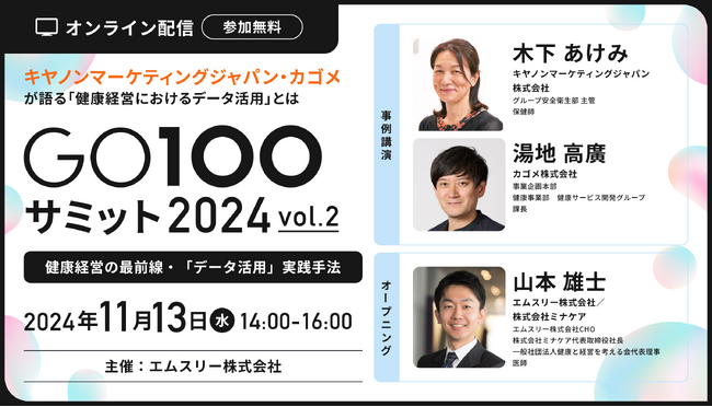 エムスリー、健康経営をテーマとしたカンファレンス「GO100サミット」第2回を2024年11月13日(水)に開催