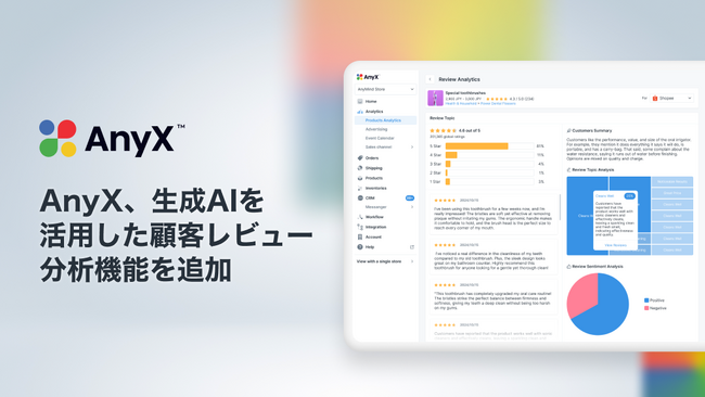 ECマネジメントプラットフォーム「AnyX」、生成AIを活用したレビュー分析機能を追加。東南アジア6カ国の主要ECモールに対応