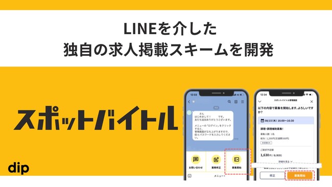 「スポットバイトル」 LINEを介した独自の求人掲載スキームを開発　特許出願中の技術を活用、最新の求人情報を展開