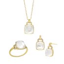 K18YG マザーオブパール/クオーツ/ダイヤモンド ネックレス、ピアス、リング K18YG マザーオブパール/クオーツ/ダイヤモンド ネックレス、ピアス、リング