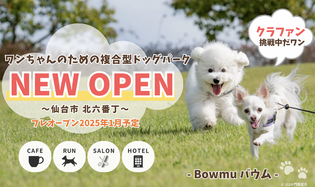 【東北・仙台初！】ビル一棟を活用した複合型ドッグパーク「Bowmu- バウム」が2025年1月プレOPEN！