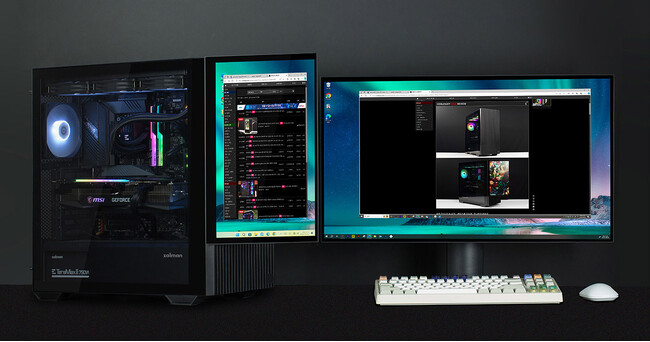 フロントに着脱可能な15.6型フルHDディスプレイを備えたミドルタワー型PCケース、ZALMAN社製「Z10 DS Black」を発表