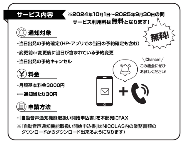 【ニコニコレンタカー】自動音声通知サービス『ニココール』をリリース