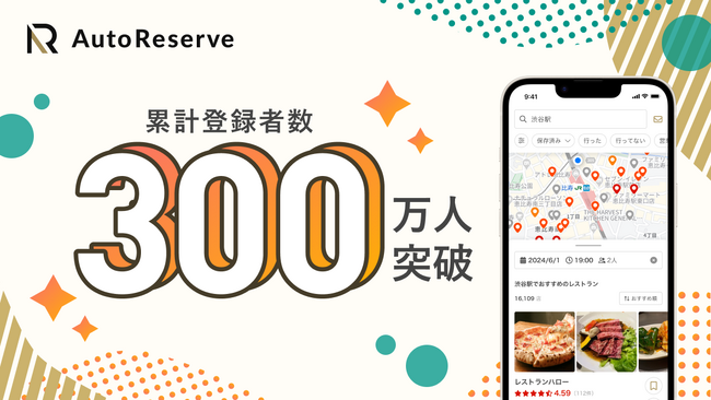 AIによるレストラン予約サービス「AutoReserve」、累計登録者数が300万人を突破