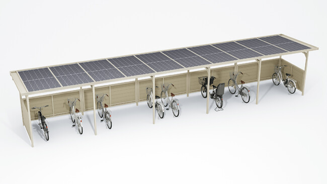 太陽光発電が可能な駐輪場屋根「ソーラーサイクルロビー」新発売。〈屋根一体型〉で省施工な環境配慮型駐輪場