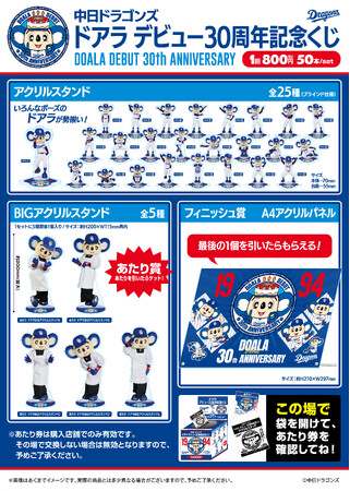 「中日ドラゴンズ ドアラ デビュー30周年記念くじ」11/15(金)発売決定のお知らせ