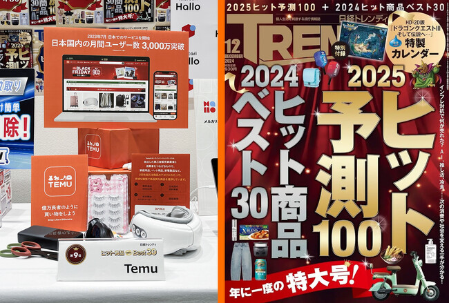 Temuが「日経トレンディ2024年ヒット商品ベスト30」第9位に選出