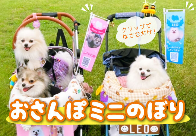 ペット用「おさんぽミニのぼり」で、愛犬の存在感がぐっとアップ！名前と写真入りのペットのミニのぼりが11月6日オーダーのぼりドットコムに新登場