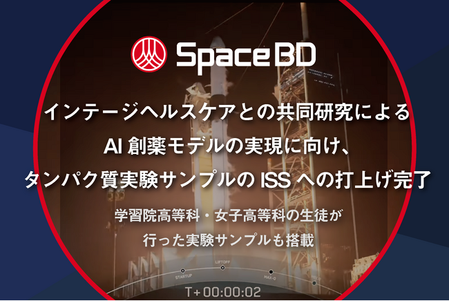 インテージヘルスケアとの共同研究による AI 創薬モデルの実現に向け、 タンパク質実験サンプルのISSへの打上げ完了