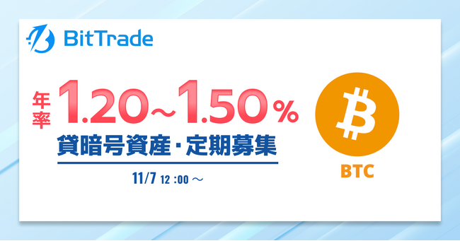 ビットトレード:ビットコイン(BTC)貸暗号資産定期募集開始のお知らせ