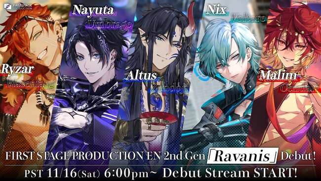 FIRST STAGE PRODUCTION Announces the Debut of its Second EN Generation of Male VTubers, 