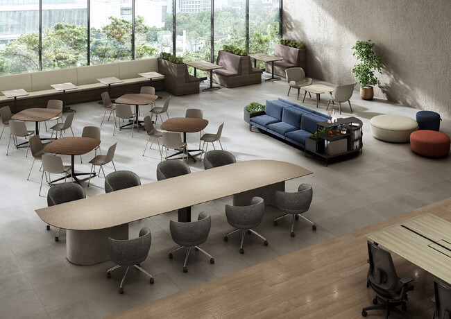 複数人で社内外の人とオープンに交流するラウンジスペースにおいて、関係性構築のきっかけとなる新たな交流を促すラウンジファニチュア2種を発売