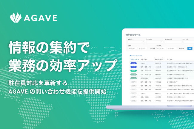 サークレイス、海外人事業務に特化したクラウドサービス 「AGAVE」 新機能「問い合わせ管理」を提供開始