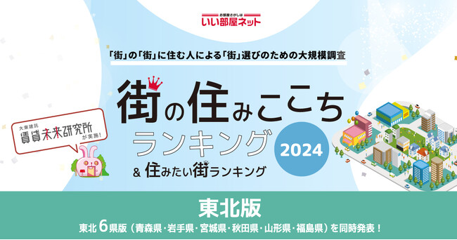 いい部屋ネット「街の幸福度 ＆ 住み続けたい街ランキング２０２４＜岩手県版＞」（街の住みここちランキング特別集計）発表