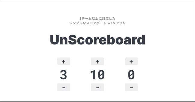 3チーム以上に対応したWebスコアボードアプリ「UnScoreboard」をリリース。