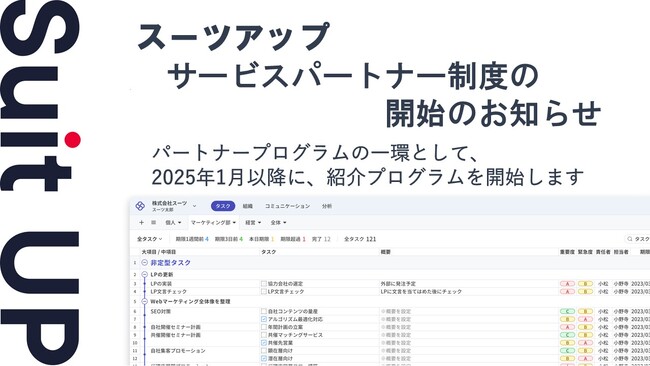 経営支援クラウド「Suit UP」（スーツアップ）、サービスパートナー制度の開始予定のお知らせ