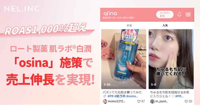 ROAS1,000%超え！ロート製薬 肌ラボ(R)白潤がNELの「osina」施策で売上伸長を実現