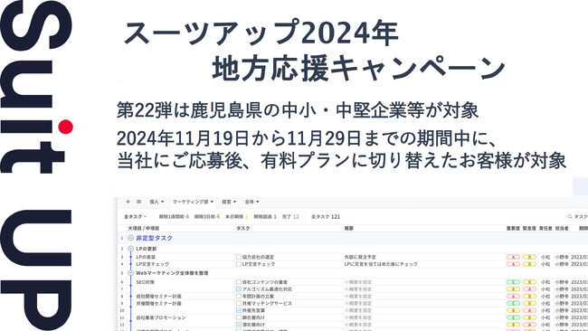「スーツアップ2024年地方応援キャンペーン」第22弾（鹿児島県）のお知らせ