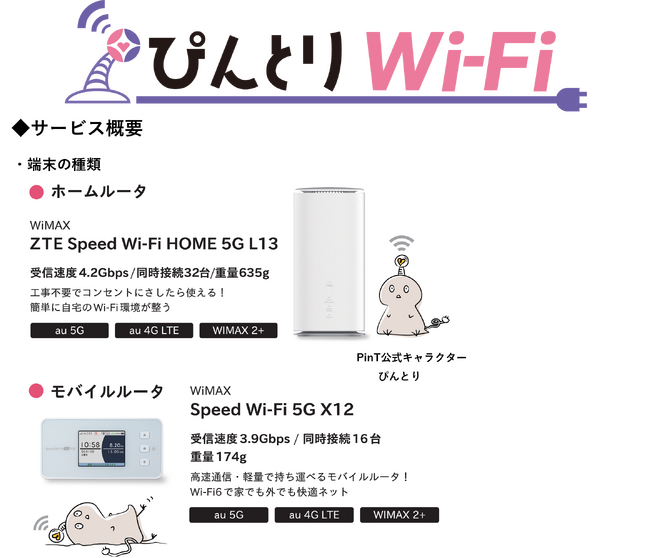 「ぴんとりWi-Fi」販売開始