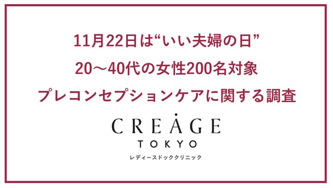11/22は「いい夫婦の日」クレアージュ東京 レディースドッククリニック20～40代女性にプレコンセプションケアに関する調査を実施
