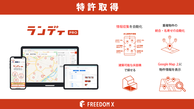 業界初！注文建築業界のSaaS型営業支援ツール「ランディPRO」・土地探しアプリ「ランディ」の機能にて特許を取得！今後も続々と業界独自のサービスを展開予定