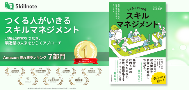 書籍『つくる人がいきるスキルマネジメント』が丸善・丸の内本店、ビジネス書部門など複数書店で週間販売ランキング１位を獲得