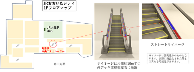 広告宣伝効果を検証するエスカレーターサイネージの実証実験を「JR おおいたシティ」で実施
