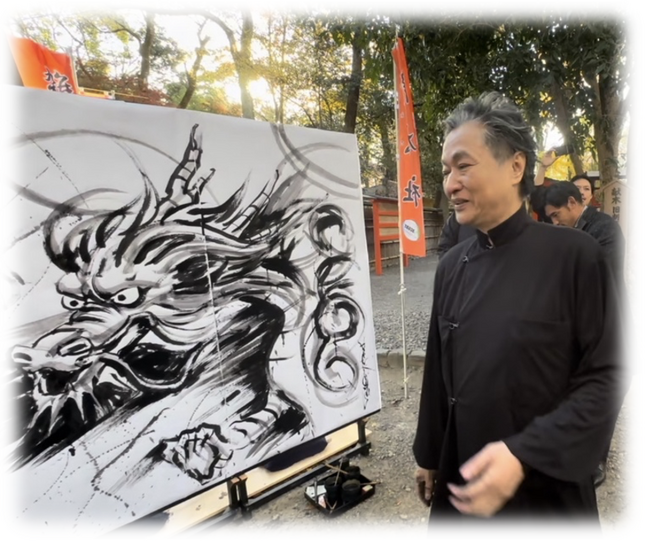 世界遺産 下鴨神社　干支御朱印令和七年干支“巳”　墨絵ライブペイントで発表
