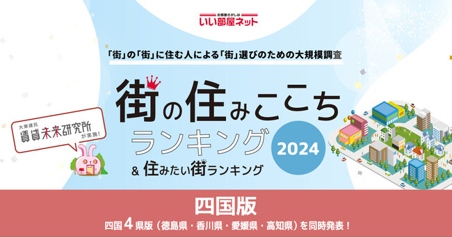 いい部屋ネット「街の幸福度 ＆ 住み続けたい街ランキング２０２４＜徳島県版＞」（街の住みここちランキング特別集計）発表