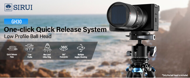 SIRUI GH30 ボールヘッド｜360°パノラマ回転、最大10kg対応の低重心三脚ヘッドで撮影の自由を！