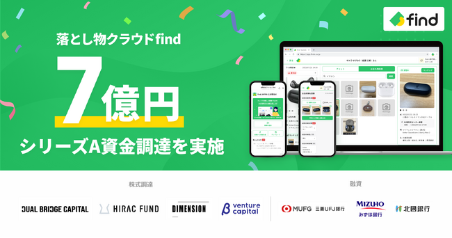 落とし物クラウドfind、シリーズAラウンドで7億円の資金調達を実施