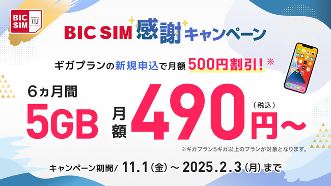 【BIC SIM】店舗契約限定でビックポイント10,000ポイント還元、さらにご家族同時に他社から乗り換えで最大15,000ポイント還元