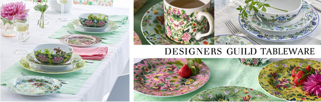 英国発の世界的有名ブランドDESIGNERS GUILD（デザイナーズギルド）のテーブルウェアを電巧社ヘッドオフィスで展示