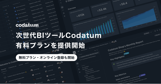 プレイドグループのCODATUM、次世代BIツール「Codatum（コダタム）」の有料プランを提供開始