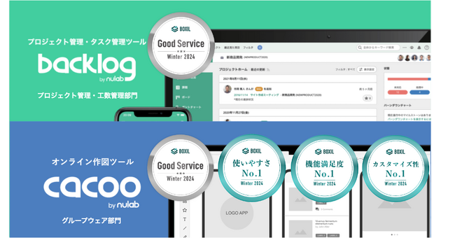 BacklogとCacoo、「BOXIL SaaS AWARD Winter 2024」の各部門で「Good Service」を受賞