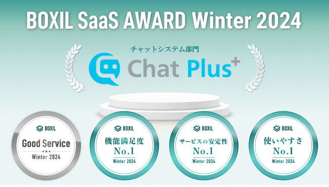 AIチャットボットの「ChatPlus（チャットプラス）」、「BOXIL SaaS AWARD Winter 2024」のチャットシステム部門で4つの賞を受賞！