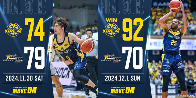 【宇都宮ブレックス】りそなグループ B.LEAGUE 2024-25 B1リーグ第9節 サンロッカーズ渋谷戦 ゲームレポート