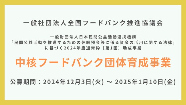 「中核フードバンク団体育成事業」実行団体の公募を開始しました
