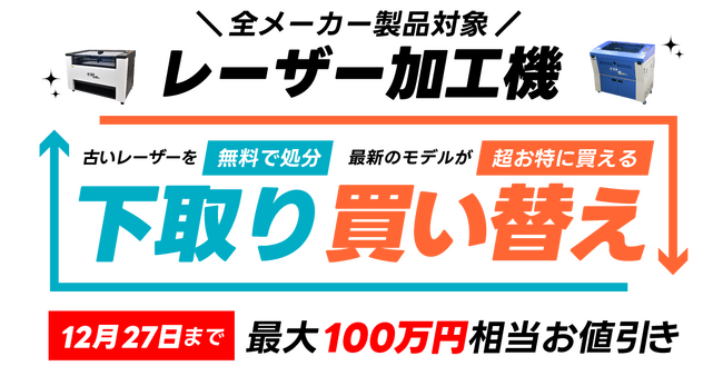 《レーザー加工機・レーザーカッター販売のコムネット》 “最大100万円相当をお値引き” レーザー加工機の下取り買い替えキャンペーンを年度末限定で開催