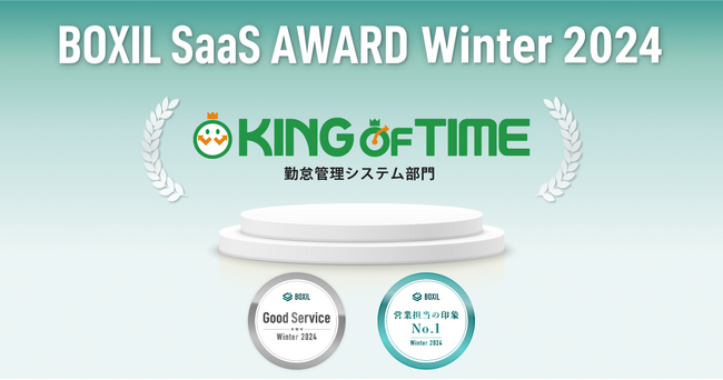 「KING OF TIME」が「BOXIL SaaS AWARD Winter 2024」勤怠管理システム部門にて2つの賞を受賞