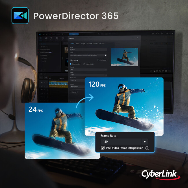 サイバーリンク、インテルと提携しPowerDirectorのオンデバイスAI動画フレーム補間機能で、より滑らかな動画制作を実現