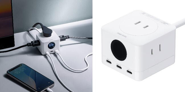 電力表示で安心！USB充電機能付きキューブ型タップを12月5日に発売