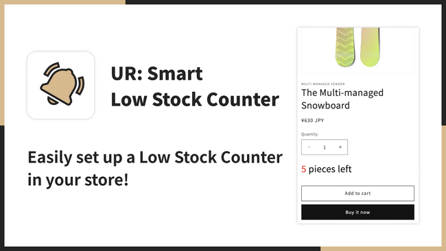 【海外向け】EC アプリ「UR: Smart Low Stock Counter」を、株式会社 UnReact がリリース