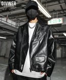 Synthetic Leather OverSize Double Rider's Jacket Synthetic Leather OverSize Double Rider's Jacket