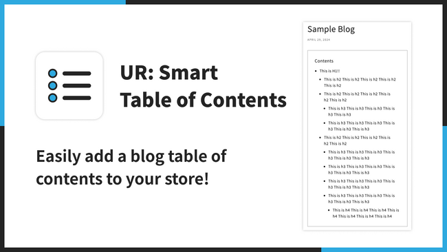 【海外向け】EC 拡張アプリ「UR: Smart Table of Contents」を、株式会社 UnReact がリリース