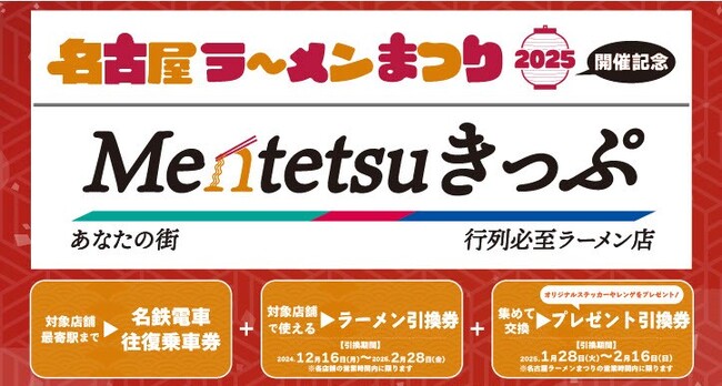 「名古屋ラーメンまつり２０２５」とコラボした「Mentetsuきっぷ」を発売します